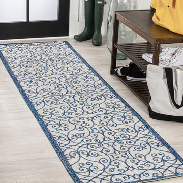 Madrid Vintage Filigree Textured Weave Indoor/outdoor Runner Rug